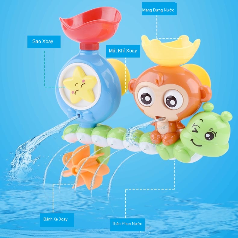 Đồ chơi nhà tắm hình chú khỉ phun nước, khỉ nhà tắm dễ thương cho bé