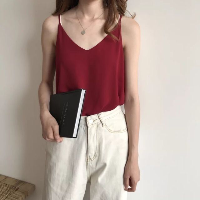 Áo hai dây voan cổ tim giá rẻ hot 2020