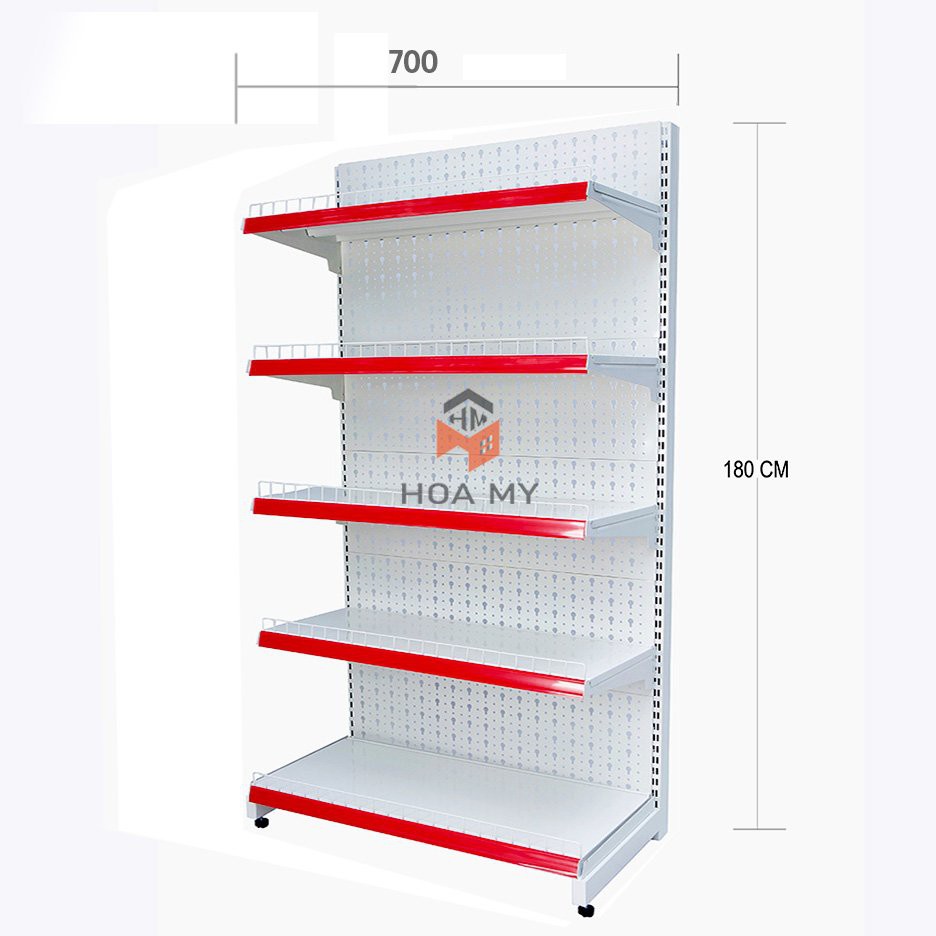Kệ siêu thị tôn đục lỗ đơn Cao 180cm