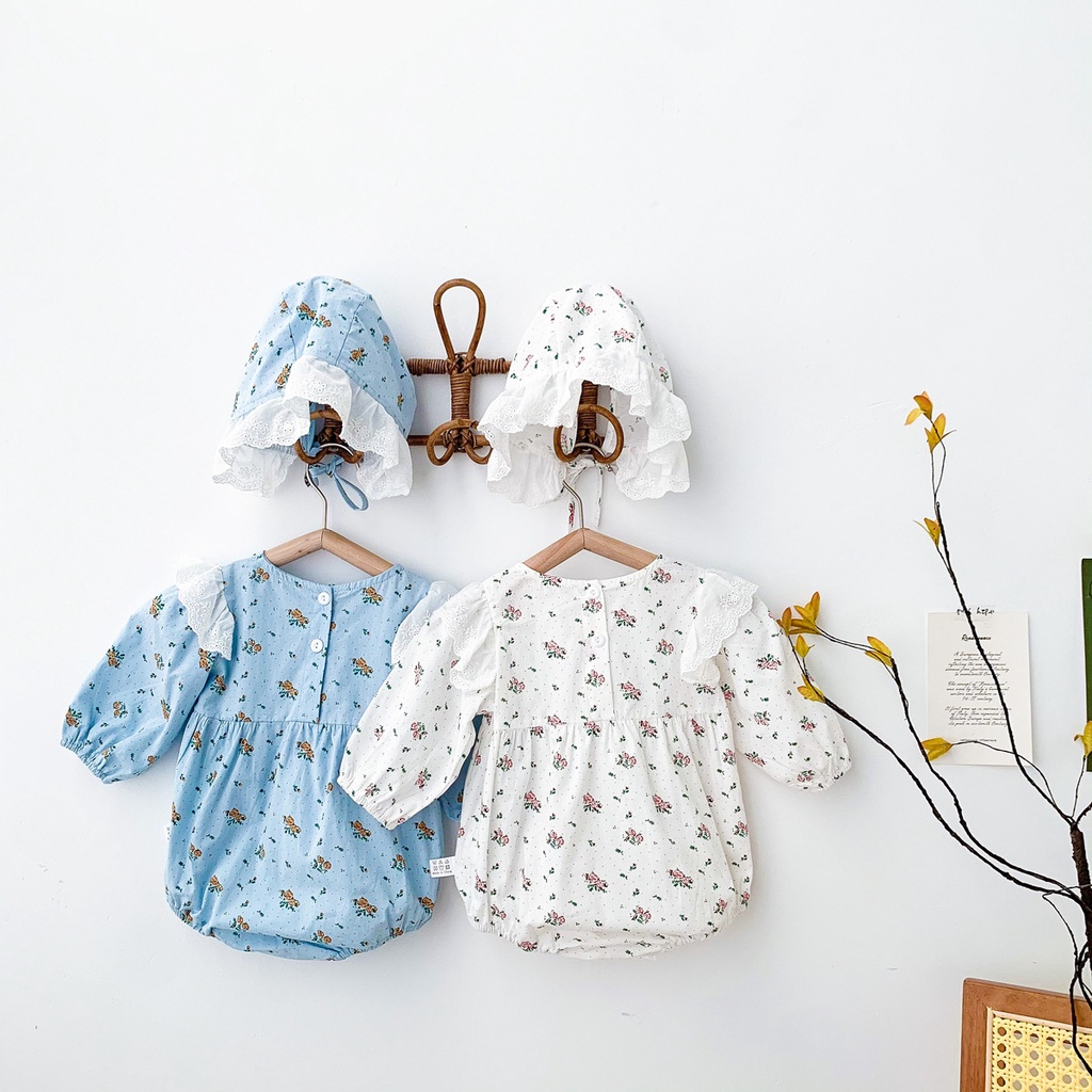 Áo Liền Quần In Hoa Cho Bé Gái Sơ Sinh Từ 0-24 Tháng Tuổi