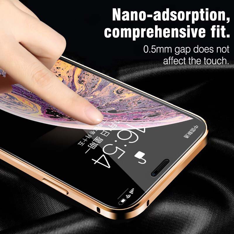 Ốp Điện Thoại Kính Cường Lực Viền Kim Loại Nam Châm Cho iPhone 7 8 6 6s Plus 11 Pro XS XR XSMax