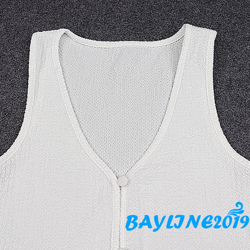 BAY-Women Summer Sleeveless Vest, Solid Color U-Neck Front Hollow Out Slit Hem Slim Fit Mid-Length Tank Tops