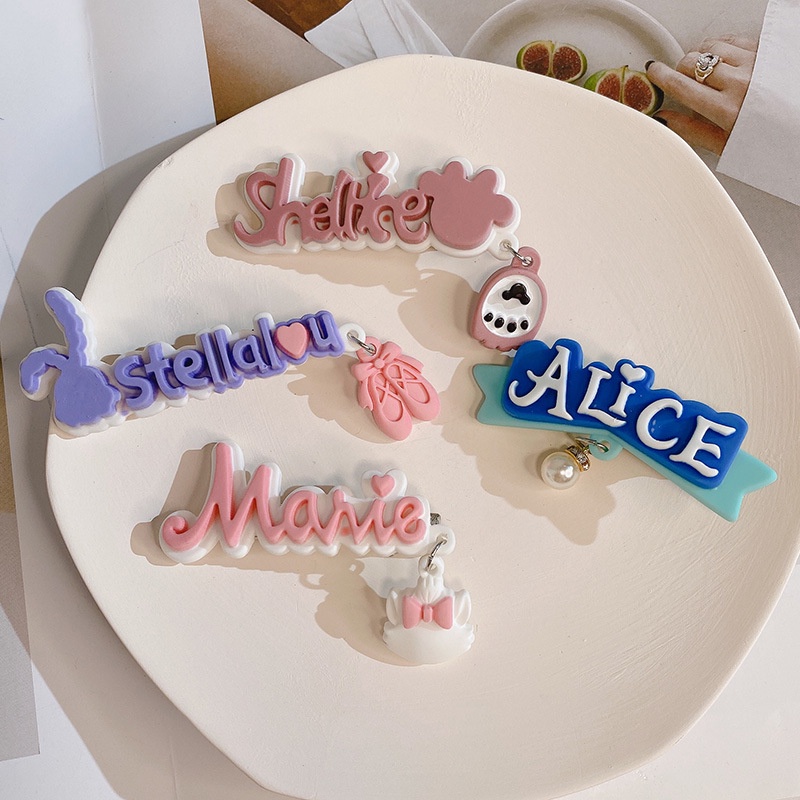 Kẹp tóc họa tiết chữ cái phong cách hoạt hình thời trang Hàn Quốc cho nữ