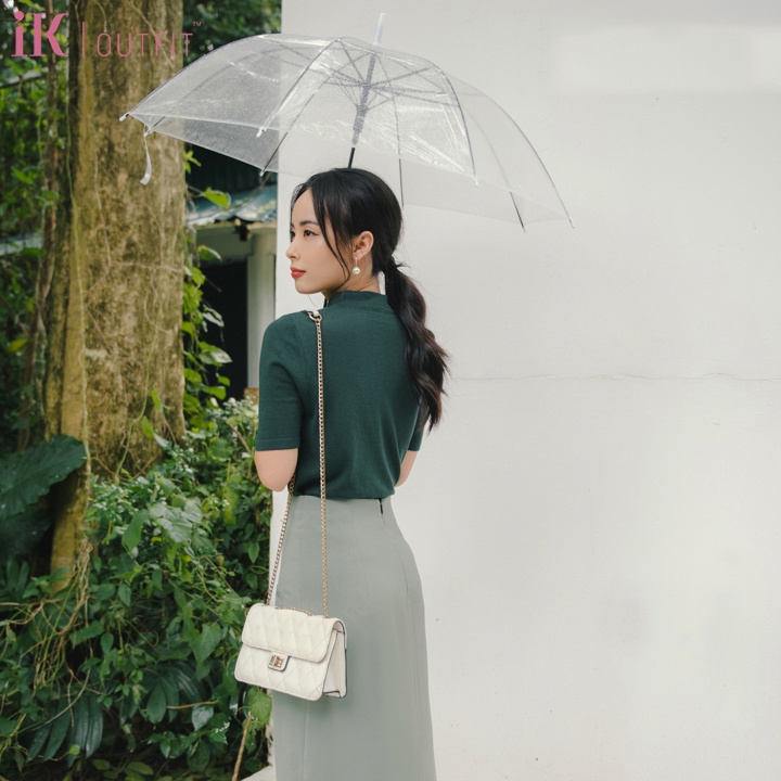 Áo Len Cộc Tay iK OUTFIT Cổ Tròn Basic, Dáng Ôm Tôn Dáng Dễ Phối Đồ IWW11WOA0754