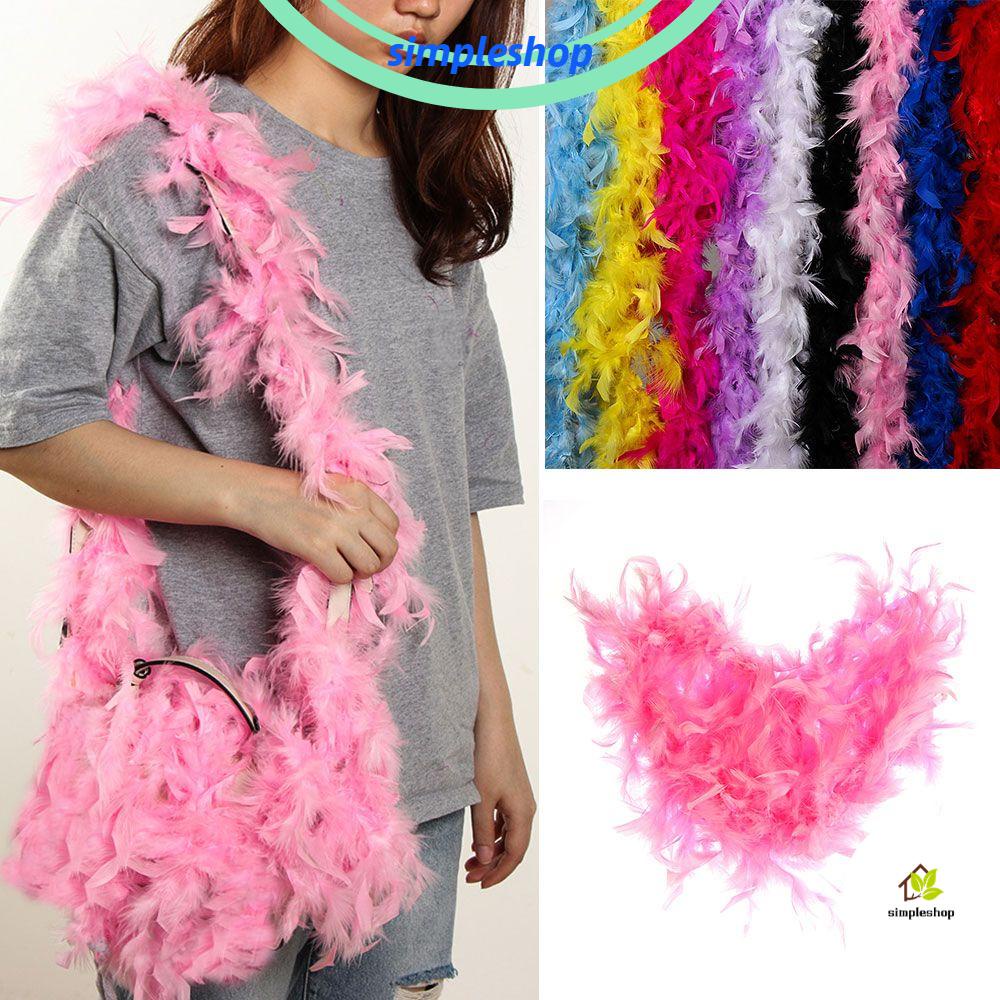 ❀SIMPLE❀ 2M Party Feather Boa Strip Fancy Dress Apparel Fabric Feathers Fluffy Party Decoration Costume DIY Craft Wedding Supplies Cosplay Grament Accessaries/Multicolor