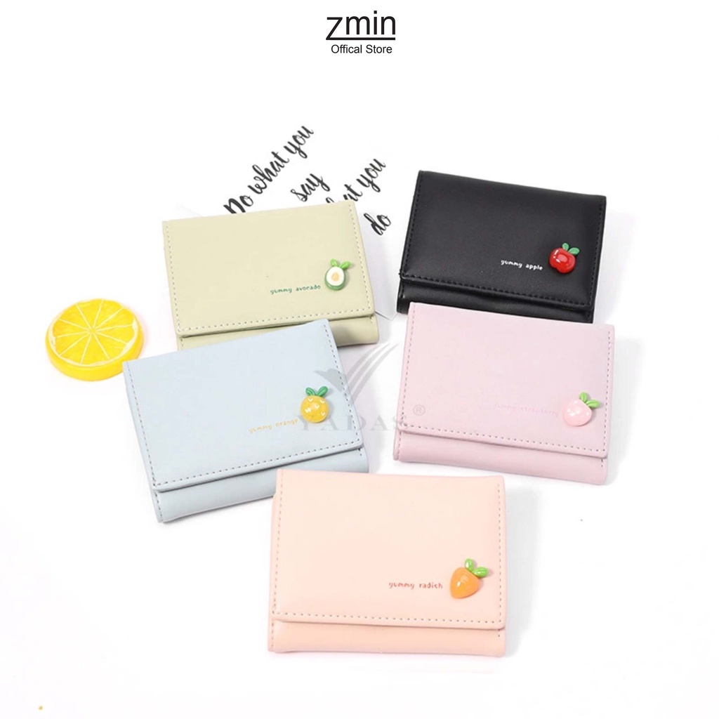 Ví bóp nữ ngắn mini cầm tay Zmin, chất liệu da cao cấp có thể bỏ túi - V044