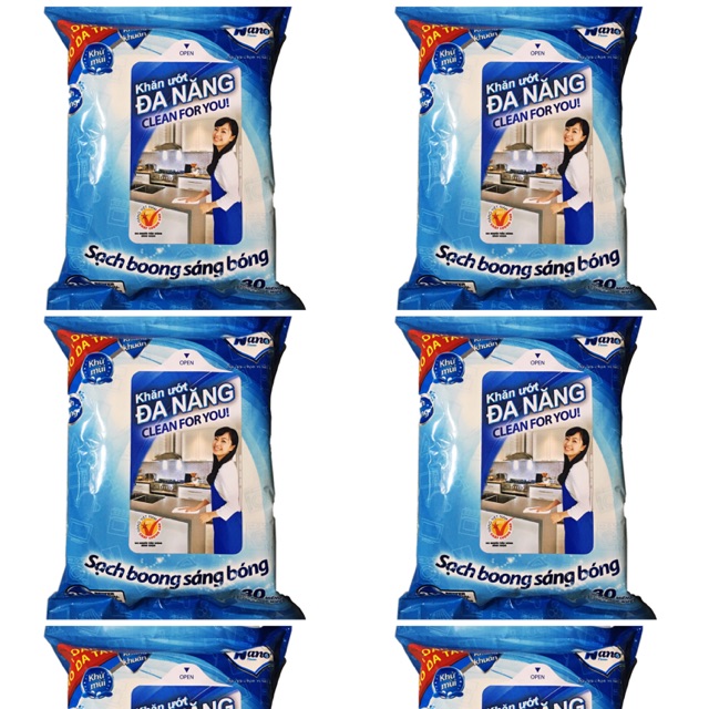 COMBO 6 GÓI KHĂN ƯỚT NANO ĐA NĂNG
