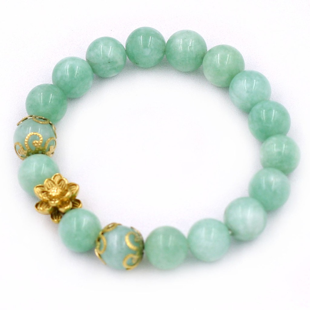 Vòng đeo tay ngọc 10 ly - Chuỗi hoa sen vàng VNPTHSBKV10