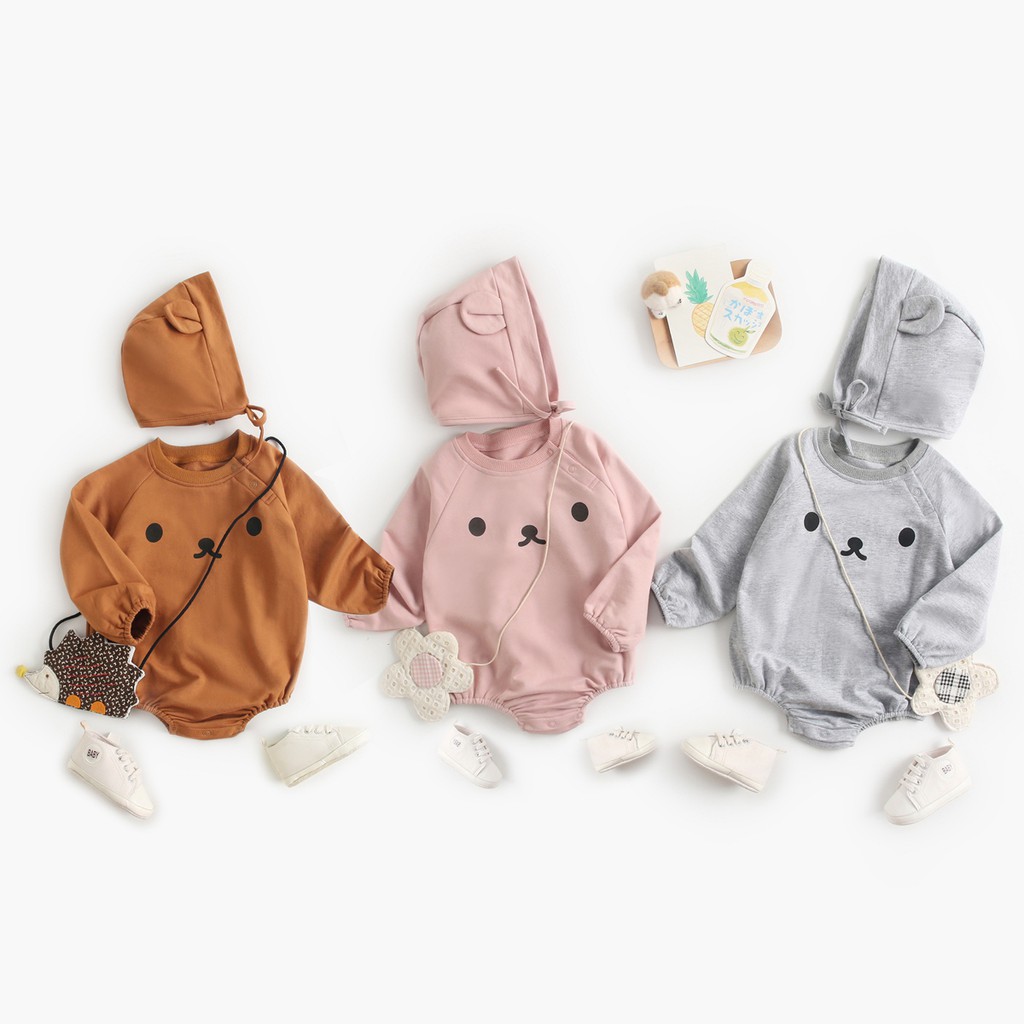 Bộ áo liền thân Sanlutoz tay dài với mũ trùm dễ thương dành cho bé