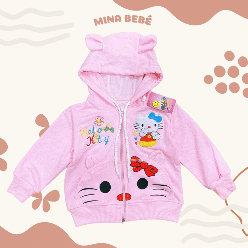 (7-24kg)Áo khoác bé gái mèo kitty chất vải da cá cao cấp giữ ấm cho bé, tránh nắng tốt, thấm hút mồ hôi