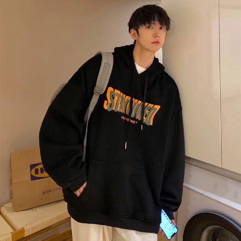 Áo hoodie Thể Thao Dáng Rộng In Chữ Phong Cách Hip Hop Đường Phố Hàn Quốc Cỡ M-5XL Cho Nam