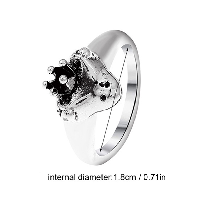 Nhẫn Kim Loại Đeo Khớp Ngón Tay Hình Chú Ếch Đội Vương Miện Dễ Thương