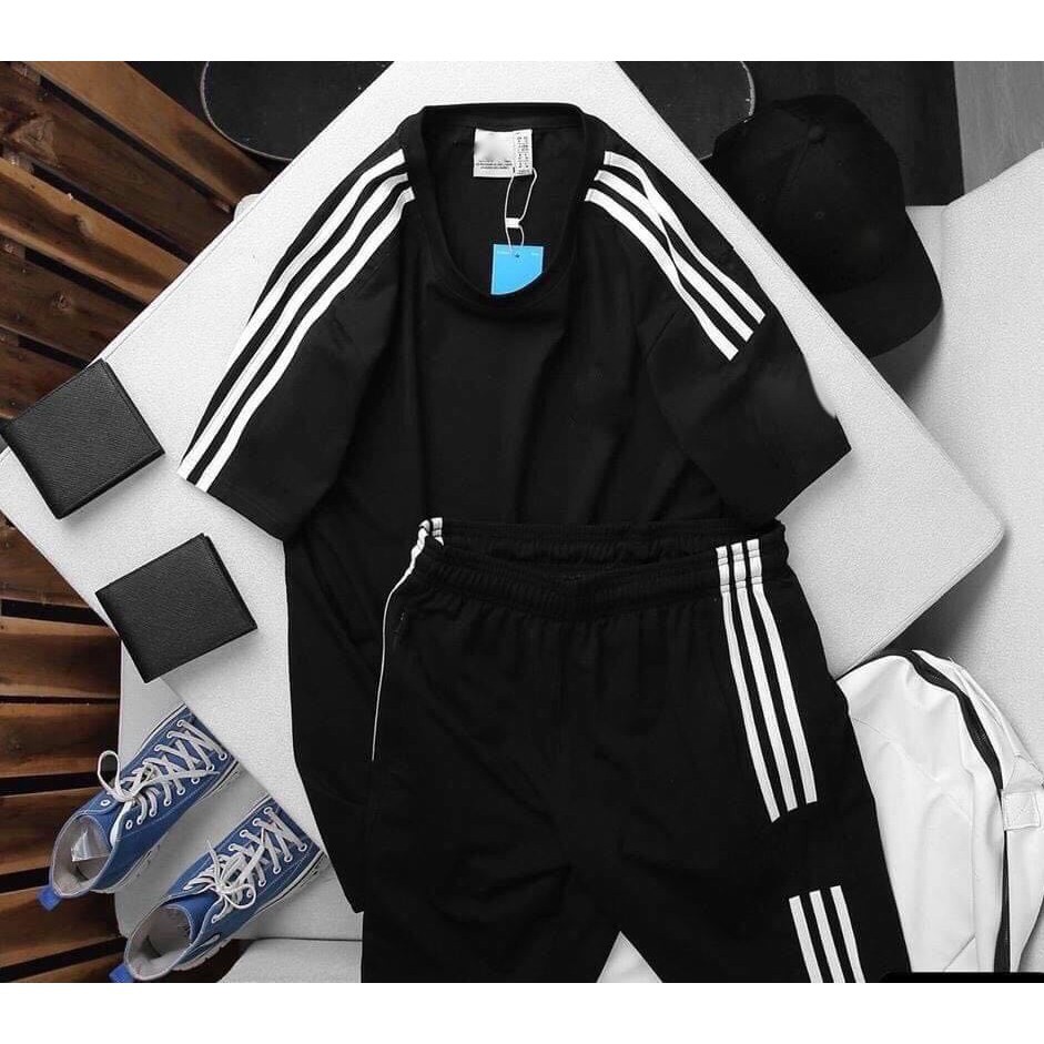 Bộ quần áo thể thao nam thun cao cấp, bộ adidas nam mùa hè cộc tay thun lạnh năng động tracksuit ་