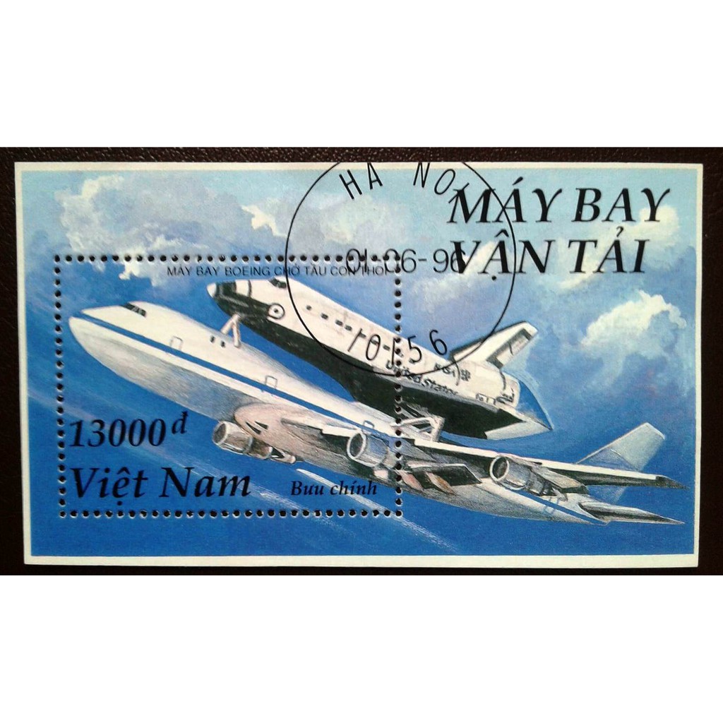 Tem sưu tập MS 734 Block Tem CTO Việt Nam Máy bay vận tải 1996