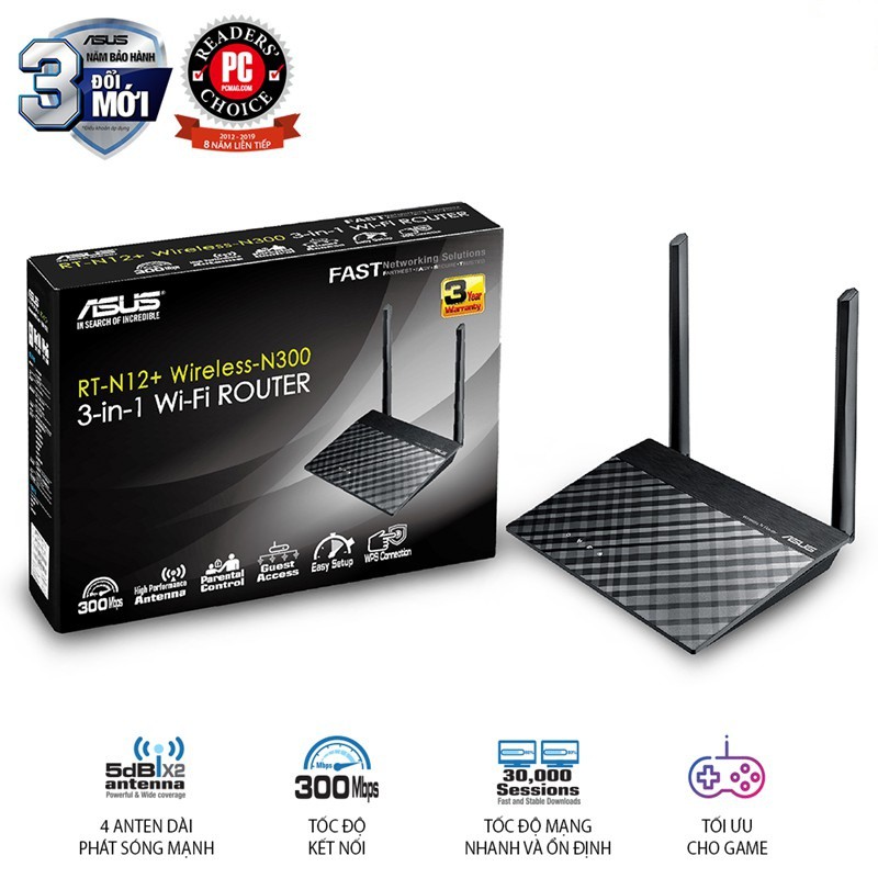 Bộ phát wifi Asus RT-N12+ N300 chính hãng mới 100% | WebRaoVat - webraovat.net.vn