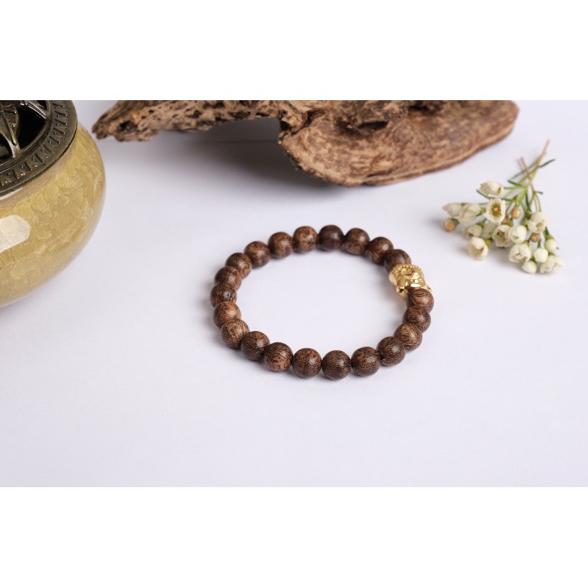 Vòng Tay Trầm Hương Kỳ Gia 8 Li 21 Hạt Phối Charm May Mắn Tài Lộc