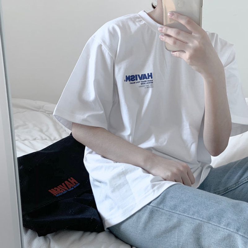 Áo thun rộng rãi tay ngắn phong cách Ins Hàn Quốc