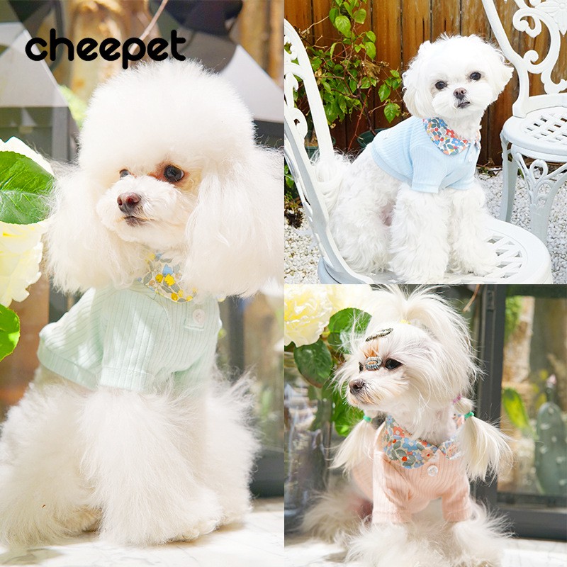 Cheepet Áo thun cổ họa tiết cho chó mèo/ Thú cưng