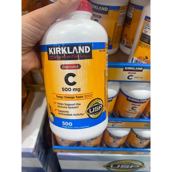 Vitamin C ngậm Kirkland 500mg hàng Mỹ có Bill