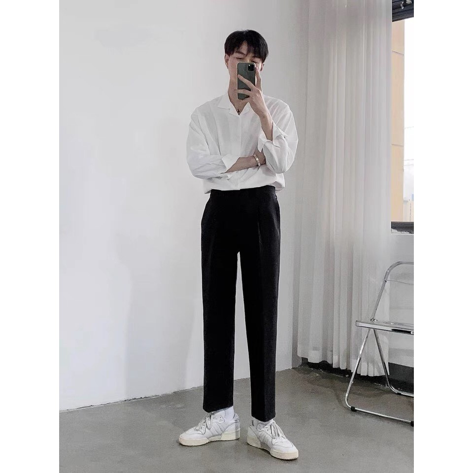 Áo Sơ Mi Cổ Vest màu Trắng Basic nam nữ unisex BC016 | BigBuy360 - bigbuy360.vn