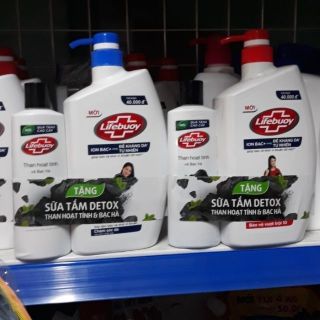 Sữa tắm Lifebuoy 850gr kèm sữa tắm than hoạt tính