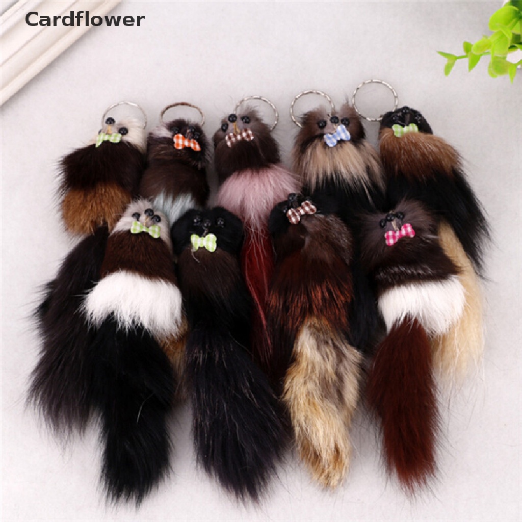 &lt; Cardflower &gt; Móc Chìa Khóa Hình Chuột Lông Cáo Nhân Tạo Có Móc Khóa Treo Xe Hơi