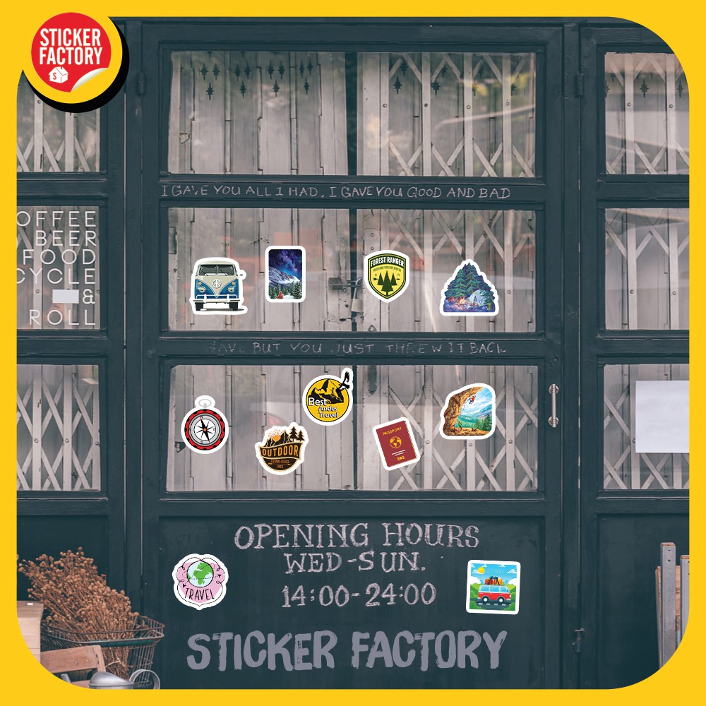 Travel - hộp set 100 sticker decal hình dán nón bảo hiểm , laptop, xe máy, ô tô - STICKER FACTORY