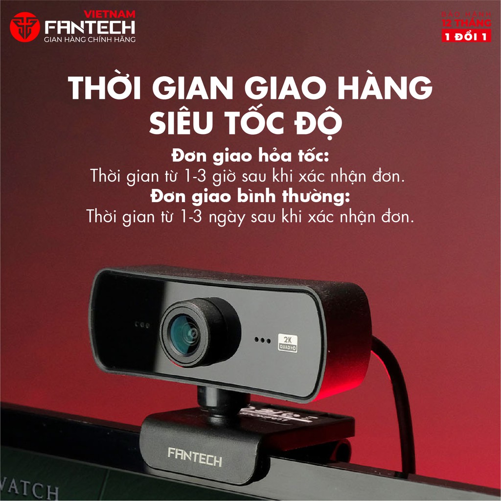 [Mã BMLT300 giảm 10% đơn 499K] Webcam Livestream Chuyên Nghiệp FANTECH C30 LUMINOUS 4MP Hỗ Trợ Quay Chất Lượng 2K