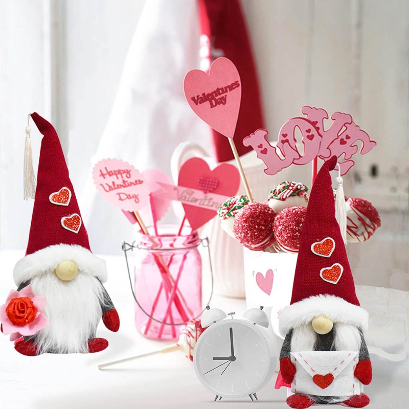 Búp Bê Nhồi Bông Mr &amp; Mrs Scandinavian Tomte Elf Trang Trí Ngày Lễ Tình Nhân