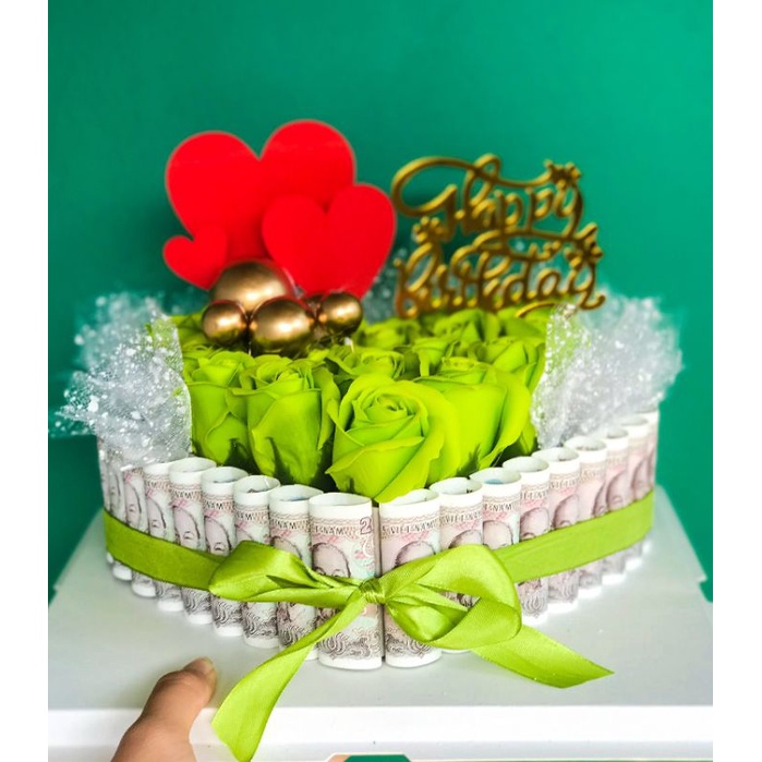 BÁNH KEM BẰNG TIỀN MÀU XANH CỐM SIÊU XINH 2k 😍😍