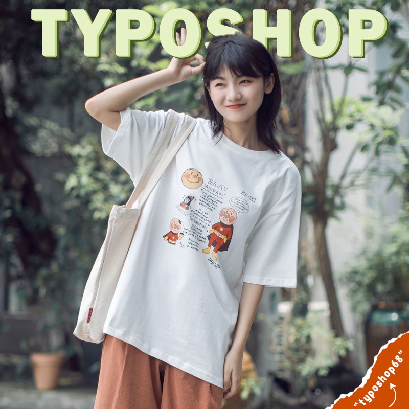 Áo thun Nhật Bản - Áo phông tay lỡ, form rộng, dáng unisex, họa tiết hoạt hình Nhật Bản TYPO shop
