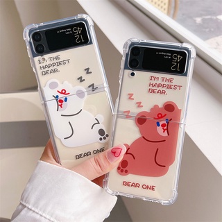 Ốp Điện Thoại TPU Mềm Trong Suốt Bảo Vệ Màn Hình In Hình Gấu Papa Cho Samsung Galaxy Z Flip 3 Z Flip 3