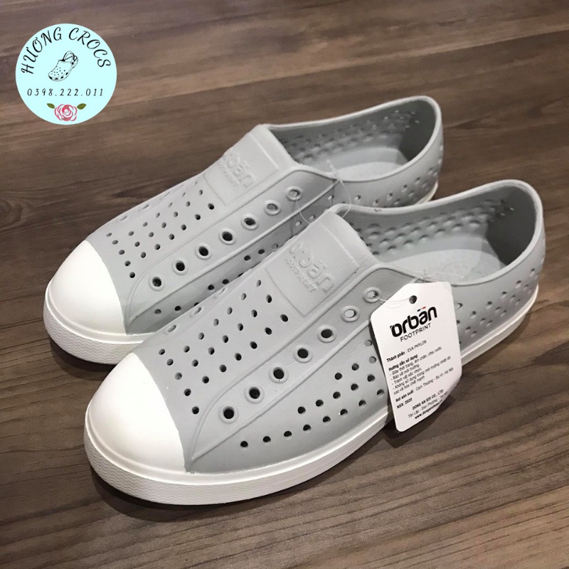 [Tặng 10 jibit] Giày Orban màu ghi đế trắng, Giày nhựa đi mưa chất liệu EV.A Phylon siêu mềm nhẹ và không thấm nước | BigBuy360 - bigbuy360.vn