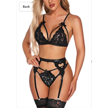 Set đồ lót phối ren xuyên thấu với quần lót lọt khe phong cách quyến rũ dành cho nữ áo lót ren xuyên thấu đồ lót khiêu dâm