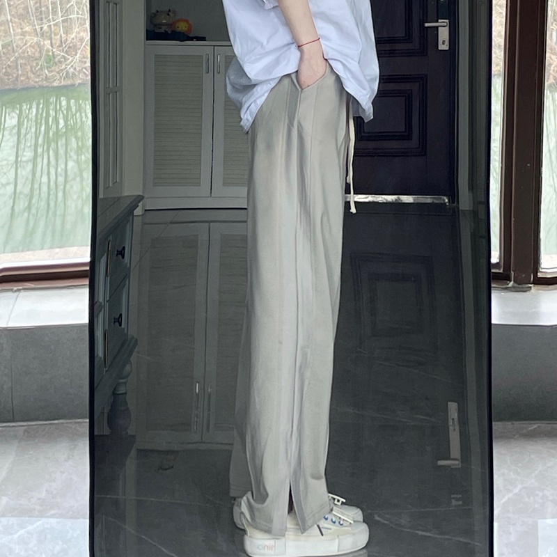 SUXI Quần ống rộng Lưng Cao Màu Sắc Đơn Giản Thời Trang Mùa Hè Năng Động Trẻ Trung
