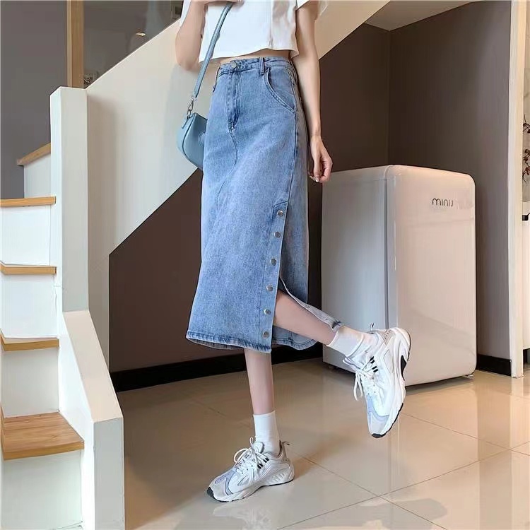 Chân Váy Jeans Dài Xẻ Tà Thời Trang Nữ Tính