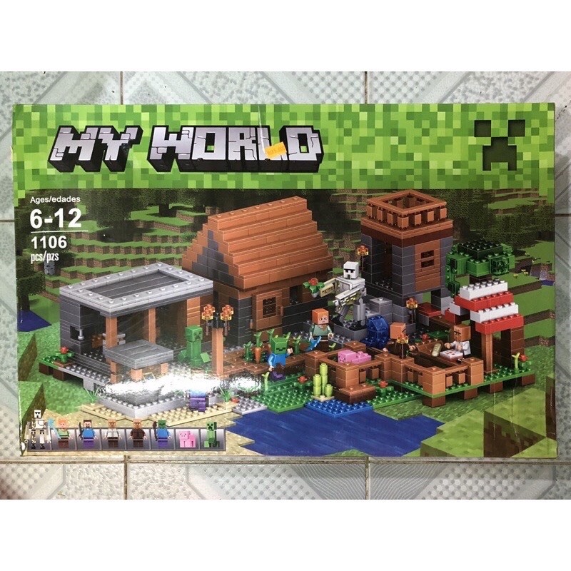 Đồ chơi Xếp hình Mô hình Minecraft my world 18010 the Village Xếp hình ngôi làng 1106