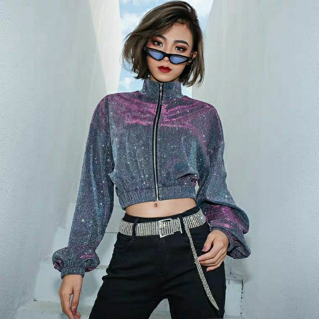 (Sale off) ✨Áo khoác bomber croptop phản quang lấp lánh bling bling sành điệu (Ms A7)