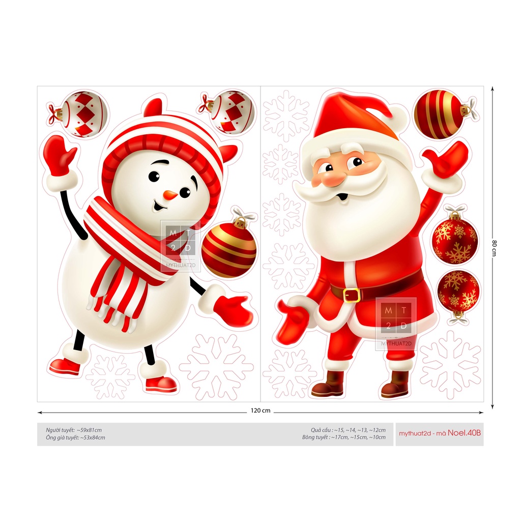 Decal trang trí Noel dán kính, tường - Decal Giáng sinh Năm mới - mã Noel.40
