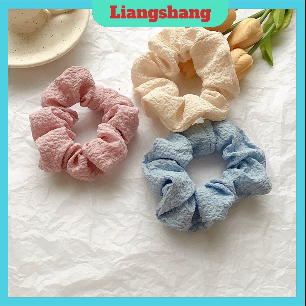Dây buộc tóc vải phồng cỡ lớn màu trơn- Dây cột tóc phong cách Hàn Quốc dễ thương thời trang cho nữ (tuyển sỉ).