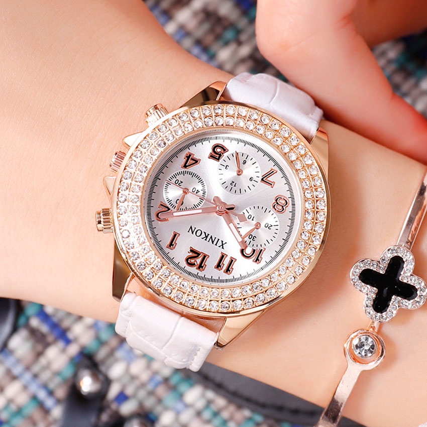 Đồng hồ nữ đính đá Xinkon chính hãng, đồng hồ nữ dây da thời trang , DH06B- Lucas shop | BigBuy360 - bigbuy360.vn