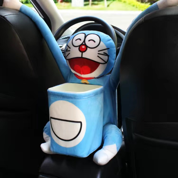 【Ready Stock】 2 In 1 Doraemon viva Waterproof Liner city Car Armrest Box Trash Can Tissue Storage Bag proton ls3H
