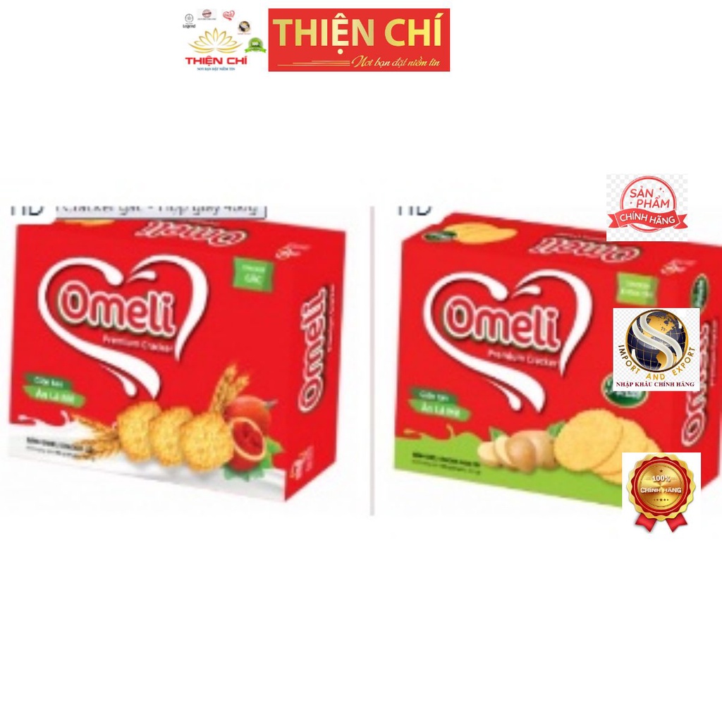 Bánh Omely Crackers 400gr (Hộp giấy kèm túi xách) - Vị Khoai Tây, Gấc - kèm túi xách mỗi hộp