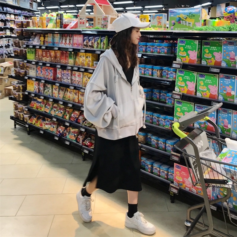 Áo Khoác Sweater Có Mũ Trùm Dáng Ngắn Kiểu Hàn Quốc Thời Trang Mùa Thu Cho Nữ