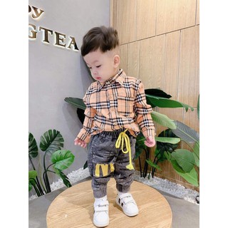 Set áo cổ bẻ bbr + quần jean dài bé trai