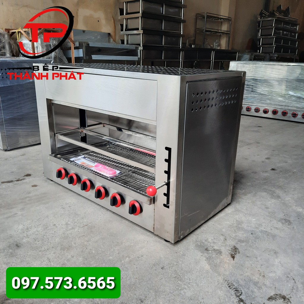 Lò Nướng salamander 6 họng, Bảo hành 24 tháng, họng gang đúc siêu bền