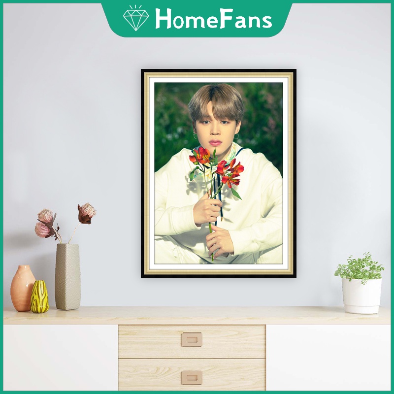 Bộ Tranh Đính Đá 5D Tự Làm Họa Tiết Nhóm Nhạc BTS 30x40cm/40x50cm Trang Trí Nhà Cửa
