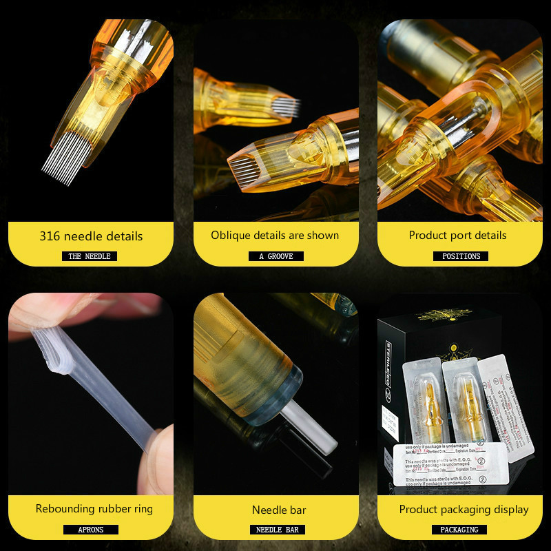 Yellow dragonfly  Box of 20 Tattoo Cartridges Rl / Rs / Rm / M1