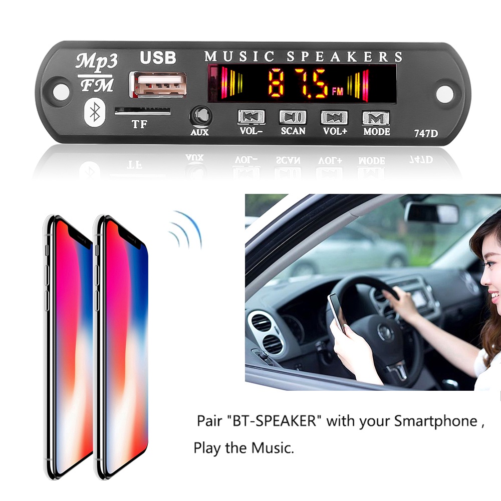 Bảng Mạch Giải Mã Âm Thanh Bluetooth 5.0 Mp3 Wma Dc 5v 12v Usb Tf Radio Cho Xe Hơi