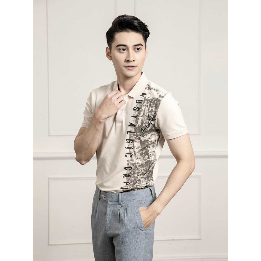 Áo thun nam có cổ ARISTINO phần cổ và tay dệt rib khỏe khoắn và nam tính - APS064S1